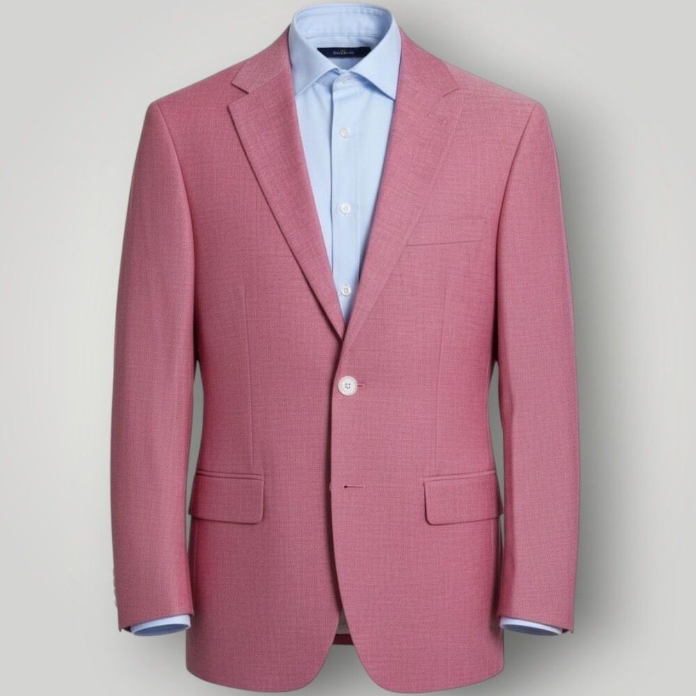 NEW* TOMMY HILFIGER Mens Blazer Sport Coat 2 Button Suit Jacket 40R Pink Cotton